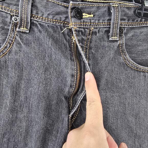 Levis 569 Jeans Mens 33x32 (Fits 34x29) Gray Loose Straight Fit Flap Pocket - Picture 4 of 16